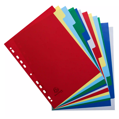 Flexibele polypropyleen tabbladen met 12 vakken - A4 | Exaclair Flexibele polypropyleen tabbladen met 12 vakken - A4 | Exaclair